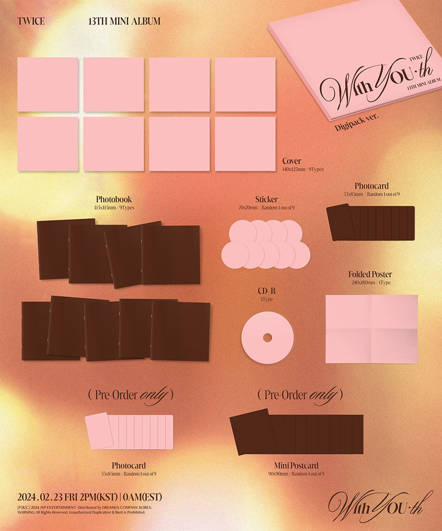 [JYP SHOP POB] TWICE – 13th Mini Album [With YOU-th] (Digipack Ver.)
